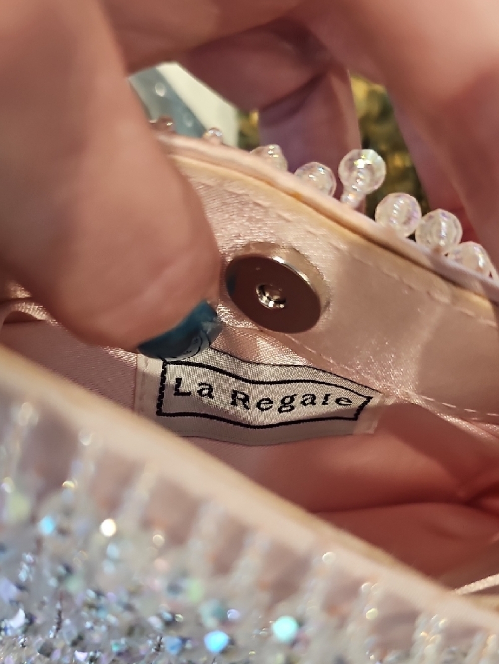 La Regale Pale Pink Beaded Mini Evening Bag - Picture 3 of 4